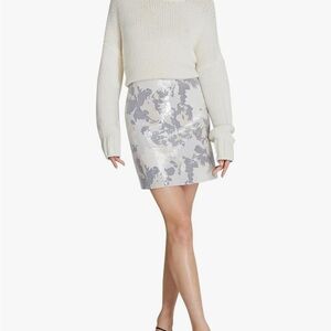 NWT Club Monaco sequin silver and White Mini Pencil Skirt